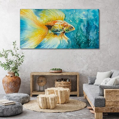 Foto auf leinwand Goldfische in gefärbtem Wasser