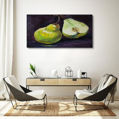Foto auf leinwand Grüne Birnen auf dunklem Hintergrund