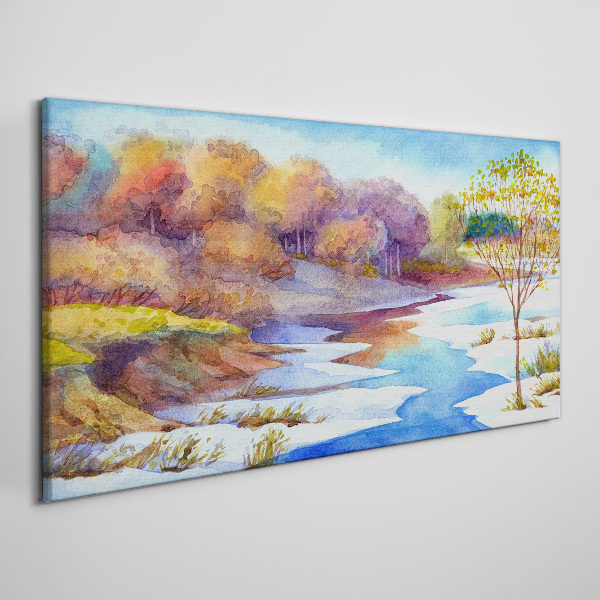Bild auf leinwand Frühlingslandschaft am Fluss