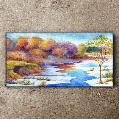 Bild auf leinwand Frühlingslandschaft am Fluss