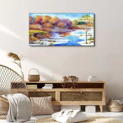 Bild auf leinwand Frühlingslandschaft am Fluss