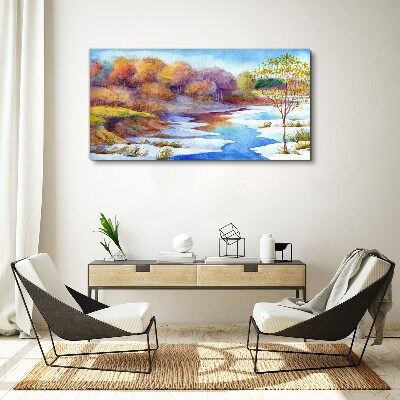 Bild auf leinwand Frühlingslandschaft am Fluss