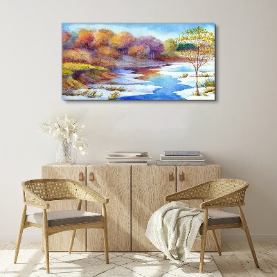 Bild auf leinwand Frühlingslandschaft am Fluss