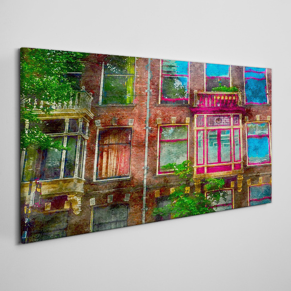 Wandbild Die farbenfrohen Fassaden der Amsterdamer Mietshäuser