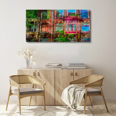 Wandbild Die farbenfrohen Fassaden der Amsterdamer Mietshäuser