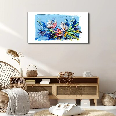 Foto auf leinwand Blumenlandschaft in Blautönen