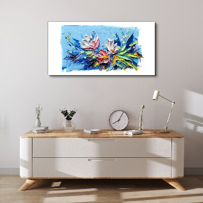 Foto auf leinwand Blumenlandschaft in Blautönen