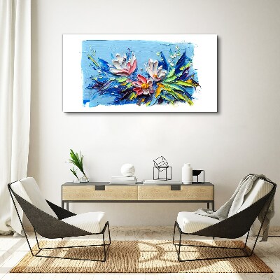 Foto auf leinwand Blumenlandschaft in Blautönen
