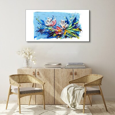 Foto auf leinwand Blumenlandschaft in Blautönen