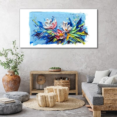 Foto auf leinwand Blumenlandschaft in Blautönen