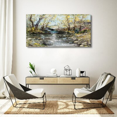 Foto auf leinwand Frühlingslandschaft am Bach
