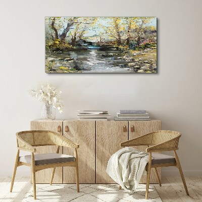 Foto auf leinwand Frühlingslandschaft am Bach