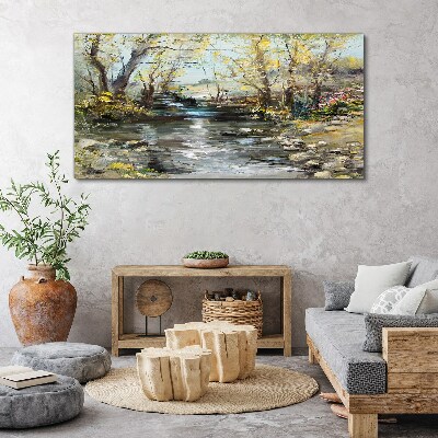 Foto auf leinwand Frühlingslandschaft am Bach
