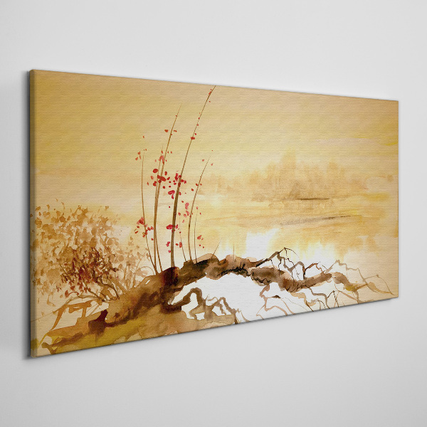 Foto auf leinwand Goldene Farbtöne am Wasserrand