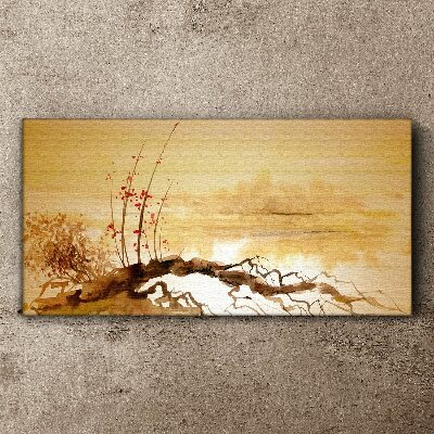 Foto auf leinwand Goldene Farbtöne am Wasserrand