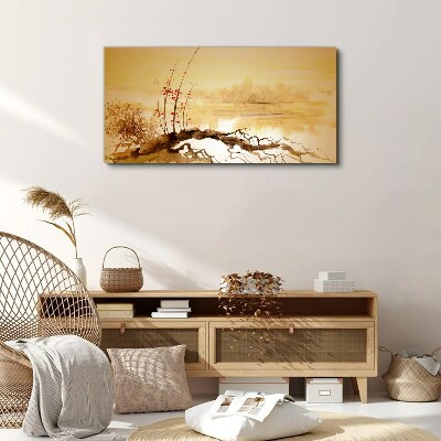 Foto auf leinwand Goldene Farbtöne am Wasserrand