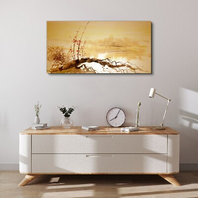 Foto auf leinwand Goldene Farbtöne am Wasserrand