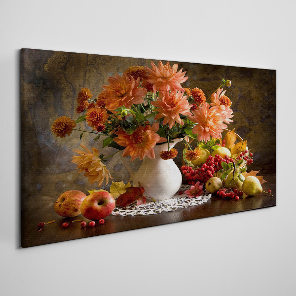 Bild auf leinwand Blumen und Früchte in einer Vase