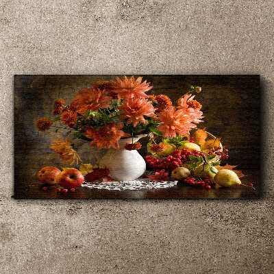 Bild auf leinwand Blumen und Früchte in einer Vase