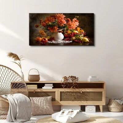 Bild auf leinwand Blumen und Früchte in einer Vase