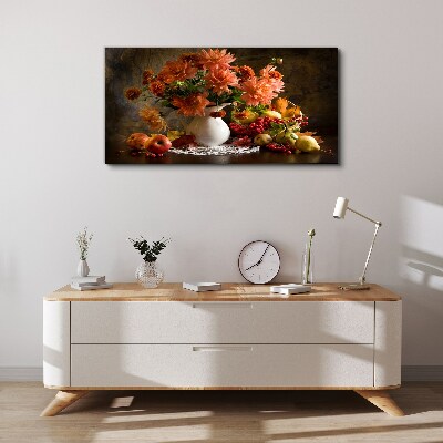 Bild auf leinwand Blumen und Früchte in einer Vase