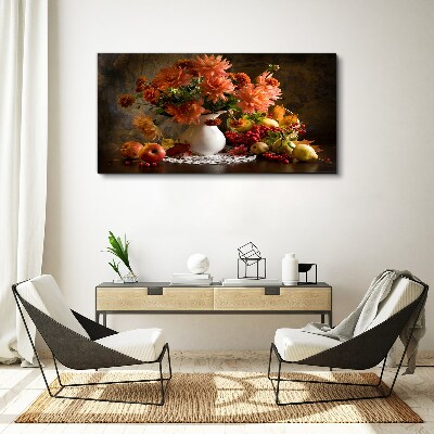 Bild auf leinwand Blumen und Früchte in einer Vase