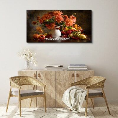 Bild auf leinwand Blumen und Früchte in einer Vase