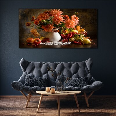 Bild auf leinwand Blumen und Früchte in einer Vase