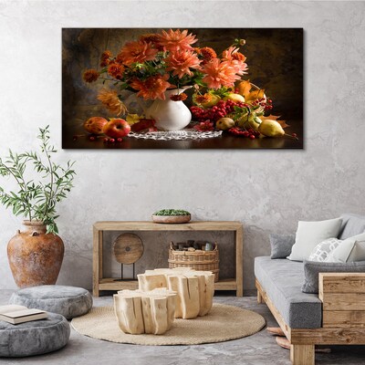Bild auf leinwand Blumen und Früchte in einer Vase