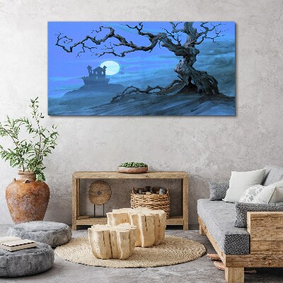 Foto auf leinwand Schloss im Mondschein