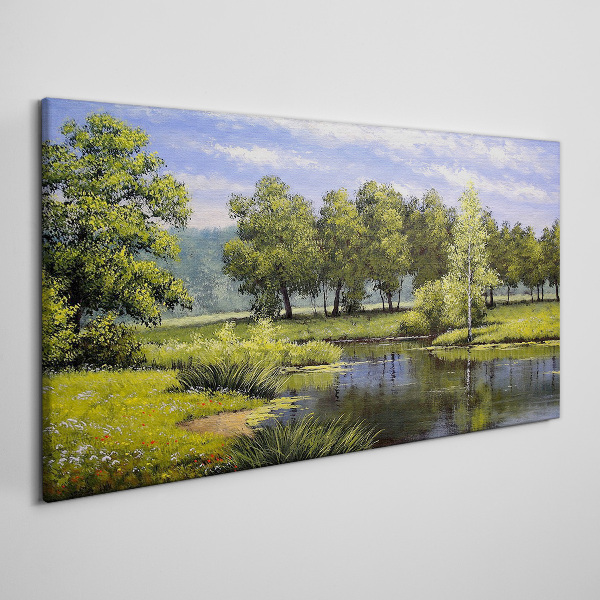 Foto auf leinwand Eine friedliche Landschaft am Fluss
