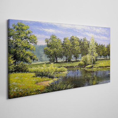Foto auf leinwand Eine friedliche Landschaft am Fluss