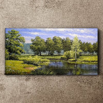 Foto auf leinwand Eine friedliche Landschaft am Fluss