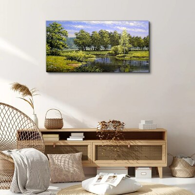Foto auf leinwand Eine friedliche Landschaft am Fluss