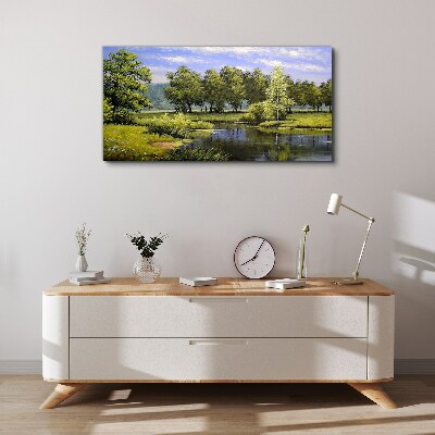 Foto auf leinwand Eine friedliche Landschaft am Fluss