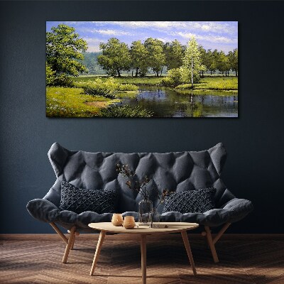 Foto auf leinwand Eine friedliche Landschaft am Fluss