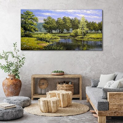 Foto auf leinwand Eine friedliche Landschaft am Fluss