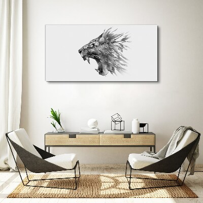 Bild auf leinwand Der Schrei des Löwen in Grautönen