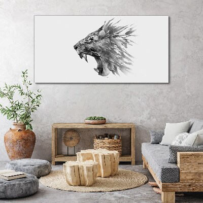 Bild auf leinwand Der Schrei des Löwen in Grautönen