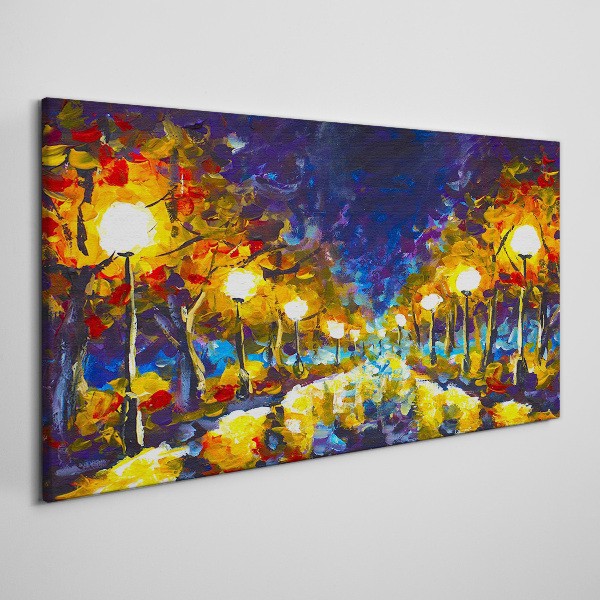 Foto auf leinwand Abendgasse mit Lampen