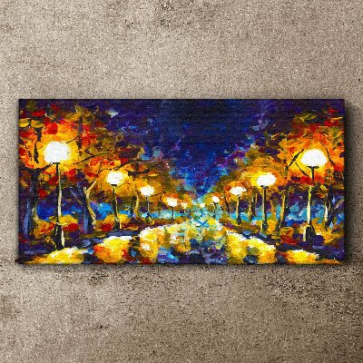 Foto auf leinwand Abendgasse mit Lampen