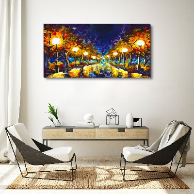 Foto auf leinwand Abendgasse mit Lampen
