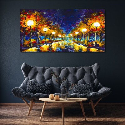 Foto auf leinwand Abendgasse mit Lampen