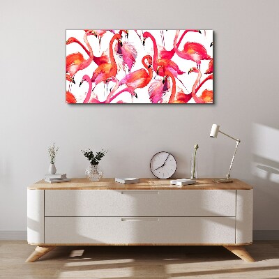 Foto leinwand Rosa Flamingos in einem tropischen Tanz