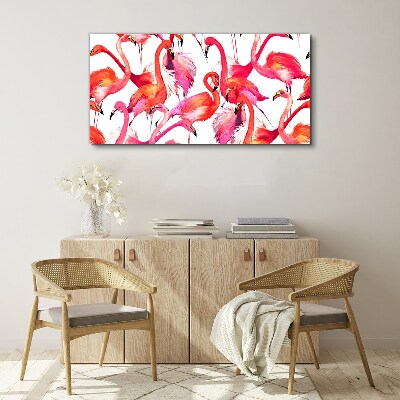Foto leinwand Rosa Flamingos in einem tropischen Tanz
