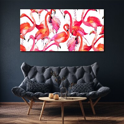 Foto leinwand Rosa Flamingos in einem tropischen Tanz
