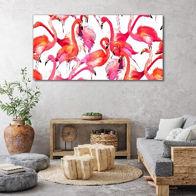 Foto leinwand Rosa Flamingos in einem tropischen Tanz