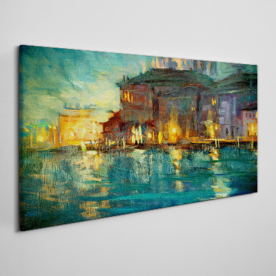 Foto auf leinwand Abendrot über dem Wasser