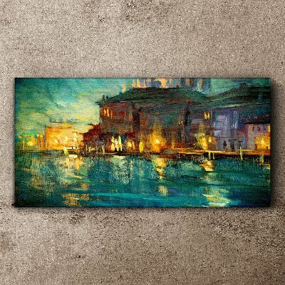 Foto auf leinwand Abendrot über dem Wasser