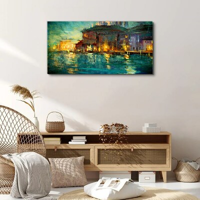 Foto auf leinwand Abendrot über dem Wasser